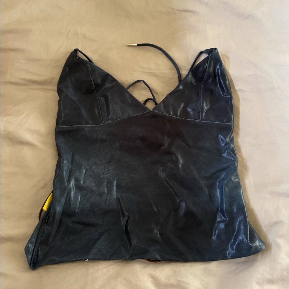 Akino Limited Edition Navy Leather Strap Top